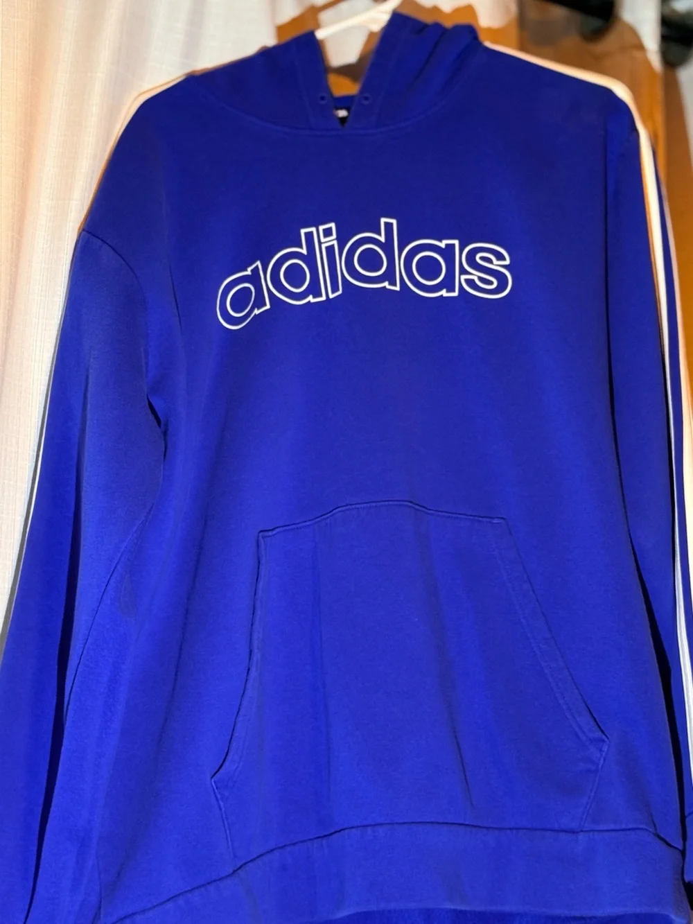 adidas Royal Blue Zip-Up Hoodie with White Stripe